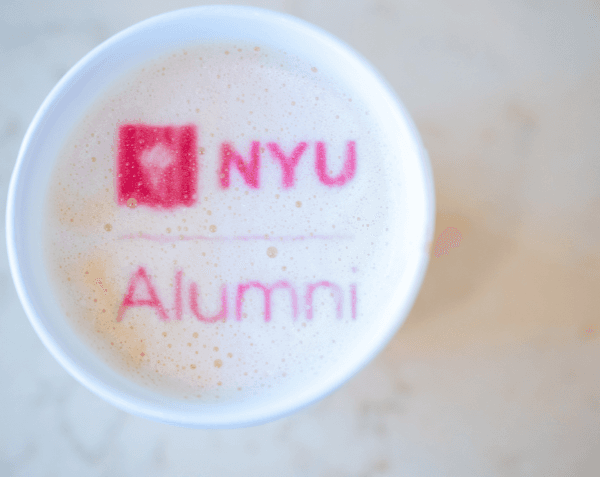 NYU Alumni branded latte