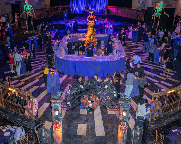 Violet After Dark event at Gotham Hall with Halloween themed decor- Alumni and Families Weekend 2025